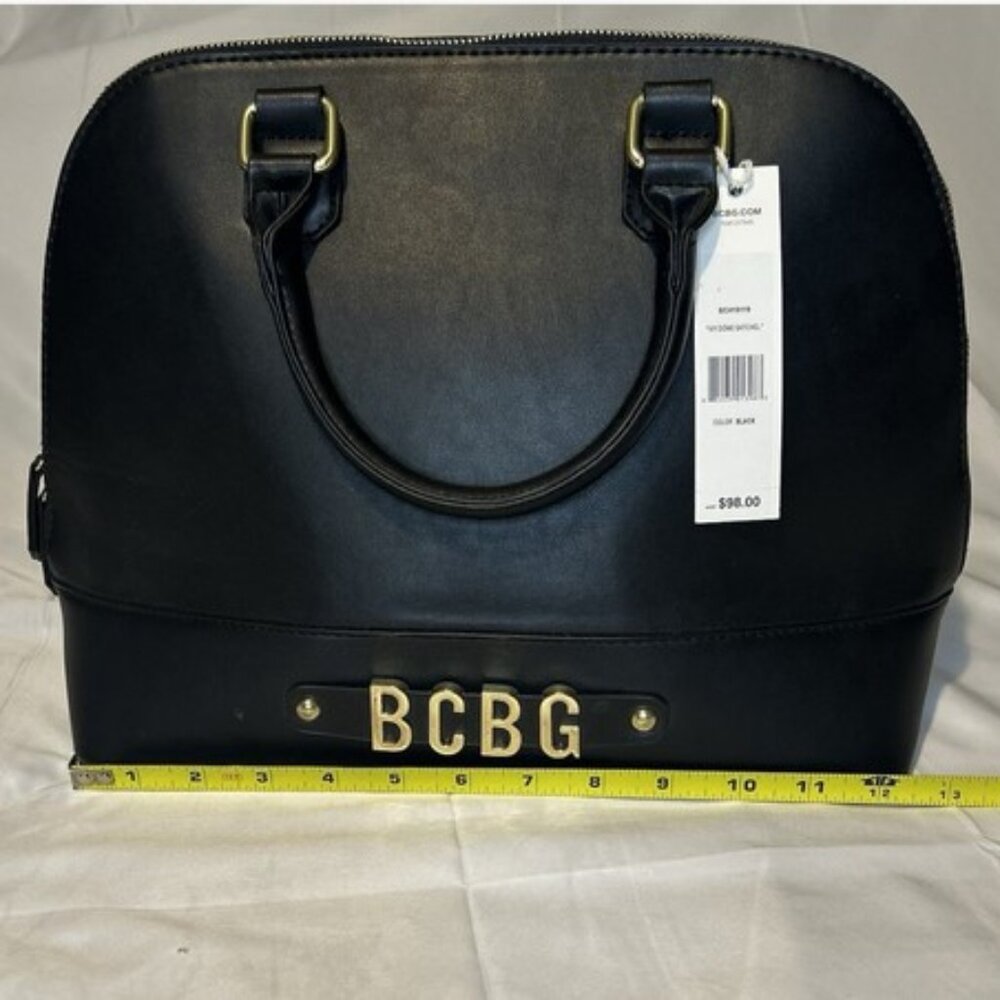 BCBG NWT Ivy Dome Satchel Black with Detachable Strap Shoulder Handbag Large - Picture 4 of 14